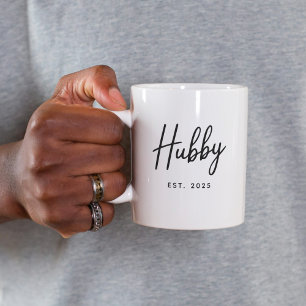 Caneca De Café Tipografia de Roteiro Preto de Marido Ano de Funda