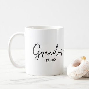 Caneca De Café Tipografia de Rótulo Preto Ano de Avó Estabelecida
