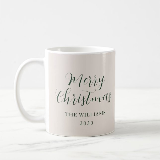 Caneca De Café Tipografia de Script Moderno Feliz Natal Vermelho (Esquerda)