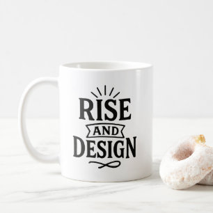 Caneca De Café Tipografia Desenhada à Mão Vintage Rise e Design