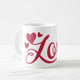 Caneca De Café Tipografia do Amor com Letra Mão Vermelha