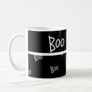 Caneca De Café Tipografia do dia das bruxas negra e branca