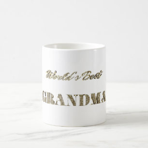 Caneca De Café Tipografia dos Sparkles do ouro da avó do mundo a