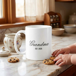 Caneca De Café Tipografia Elegante Minimalista para Avó