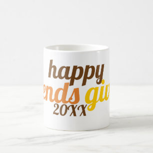 Caneca De Café Tipografia em negrito Friendsgiving 2019 cor de ou
