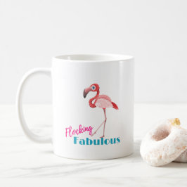 Caneca De Café Tipografia Fabulosa de Bloqueio com Flamingo Rosa