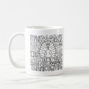 Caneca De Café Tipografia Figurino Gobble Turquia Ação de Graças