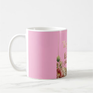 Caneca De Café Tipografia Floral Ouro Elegante