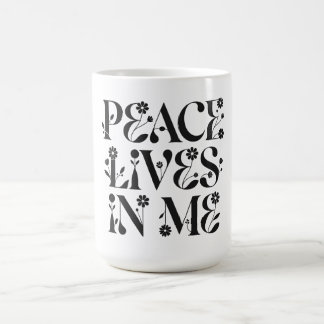 Caneca De Café Tipografia Floral Paz Vive em Mim