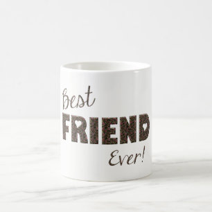 Caneca De Café Tipografia floral sempre elegante do melhor amigo