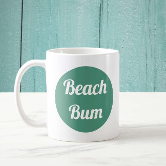 Caneca De Café Tipografia legal do Teal e White Beach Bum