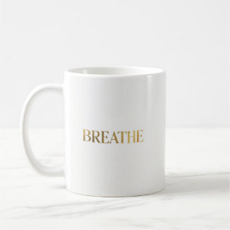 Caneca De Café Tipografia minimalista com a palavra respirar em d