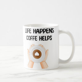 Caneca De Café Tipografia Moderna e Divertida A Vida Acontece
