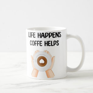 Caneca De Café Tipografia Moderna e Divertida A Vida Acontece