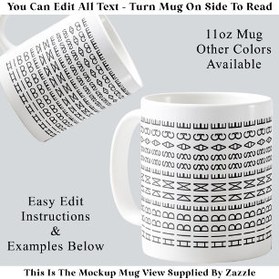 Caneca De Café Tipografia Moderna Personalizada Ilusão Óptica Tex