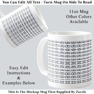 Caneca De Café Tipografia Moderna Personalizada Ilusão Óptica Tex