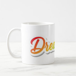 Caneca De Café Tipografia Motivacional Arco-íris Sonhe Grande