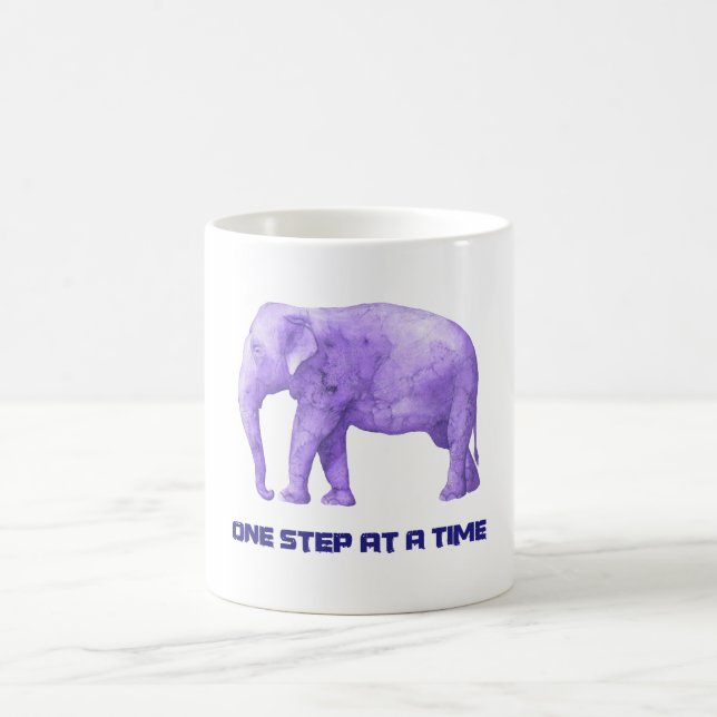 Caneca De Café Tipografia Motivacional Elefante De Aquarela Roxo (Centro)