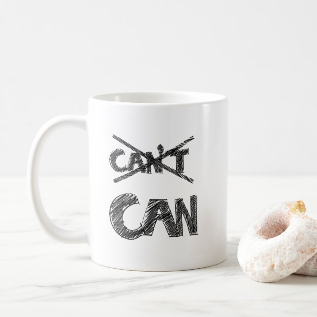 Caneca De Café Tipografia Motivacional – “Eu Posso” Positivo  (Com Donut)