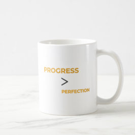 Caneca De Café Tipografia Motivacional Progresso Acima da Perfeiç