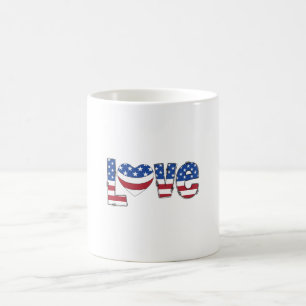 Caneca De Café Tipografia Patriótica de Bandeira Americana LOVE