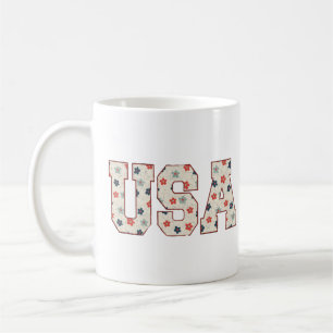 Caneca De Café Tipografia Patriótica Floral dos EUA
