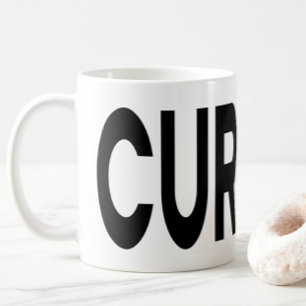 Caneca De Café Tipografia Preta CURIOUS