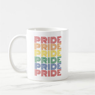 Caneca De Café Tipografia Retro Orgulho Arco-íris Vetor Design_1