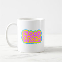 Caneca de Café Tipografia Retro Vibrações Positiva