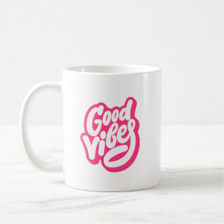 Caneca de Café Tipografia Retro Vibrações Positiva