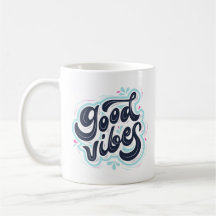 Caneca de Café Tipografia Retro Vibrações Positiva