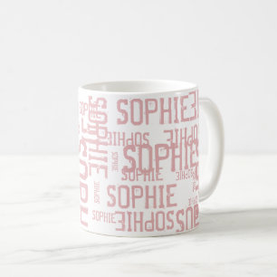Caneca De Café Tipografia Rosa legal e Moderna