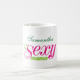 Caneca De Café Tipografia Sexy Mãe Rosa e Verde (editável)