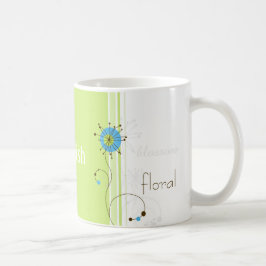 Caneca De Café Tipografia Verde Flor Moderna Simples