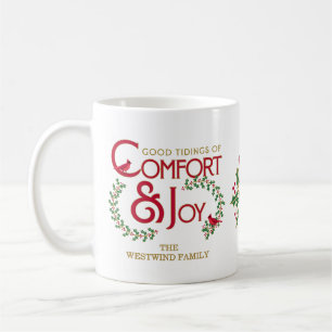 Caneca De Café Tipografia Vintage Conforto Alegria Natal Personal