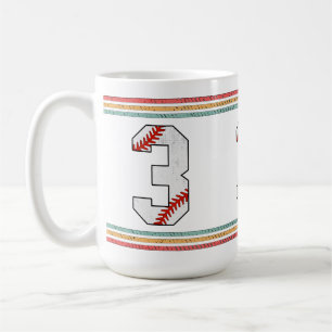 Caneca De Café Tipografia Vintage Retro de Beisebol Número 3