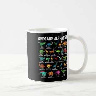 Caneca De Café Tipos De Dinossauros Alphabet A-z Abc Dino Identif