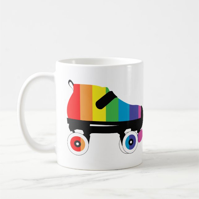 Caneca De Café tiras arco-íris de skate rolante (Esquerda)