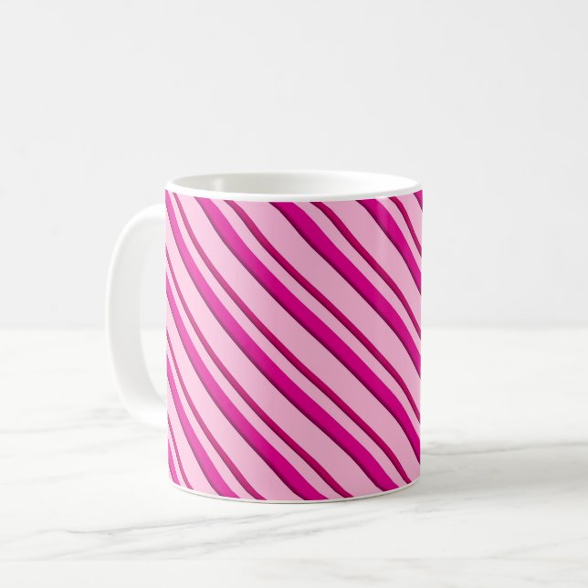 Caneca De Café Tiras de canas doces em rosa-menta (Frente Esquerda)