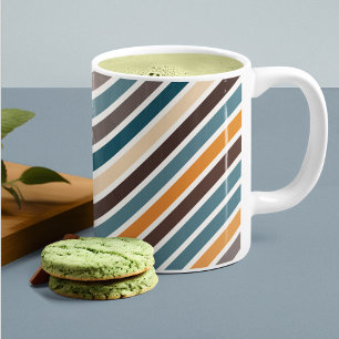 Caneca De Café Tiras de multicores diagonais
