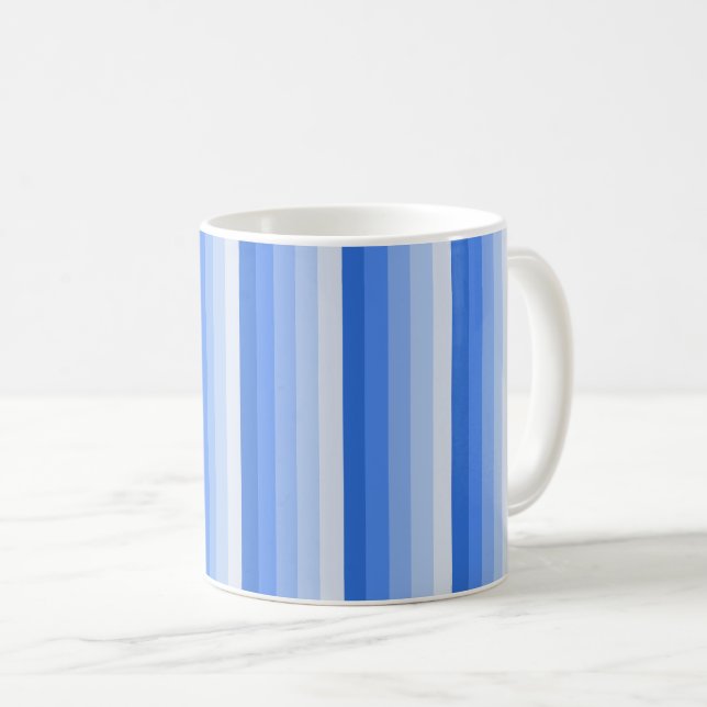 Caneca De Café Tiras de sombra azuis (Frente Esquerda)