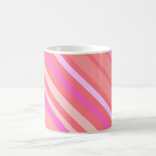 Caneca De Café Tiras Diagonais Rosa Modernas