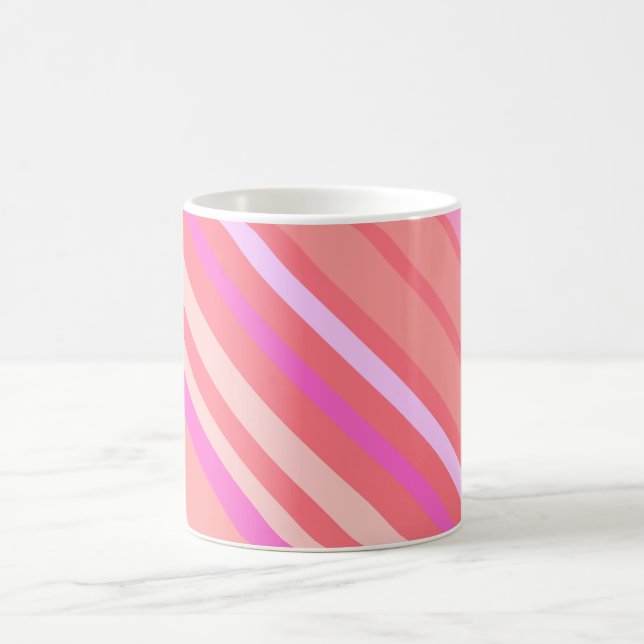Caneca De Café Tiras Diagonais Rosa Modernas (Centro)
