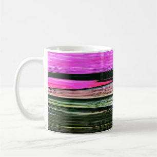 Caneca De Café Tiras Horizontais, Rosa abstrato E Verde 705