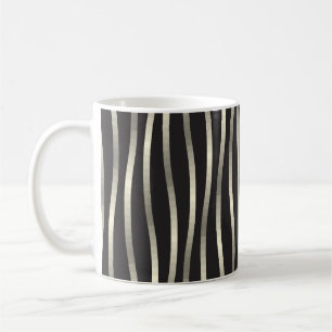 Caneca De Café tiras onduladas de ouro, textura de luxo