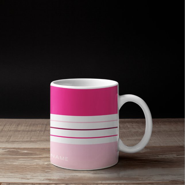Caneca De Café Tiras Rosa Modernas Personalizadas (Criador carregado)