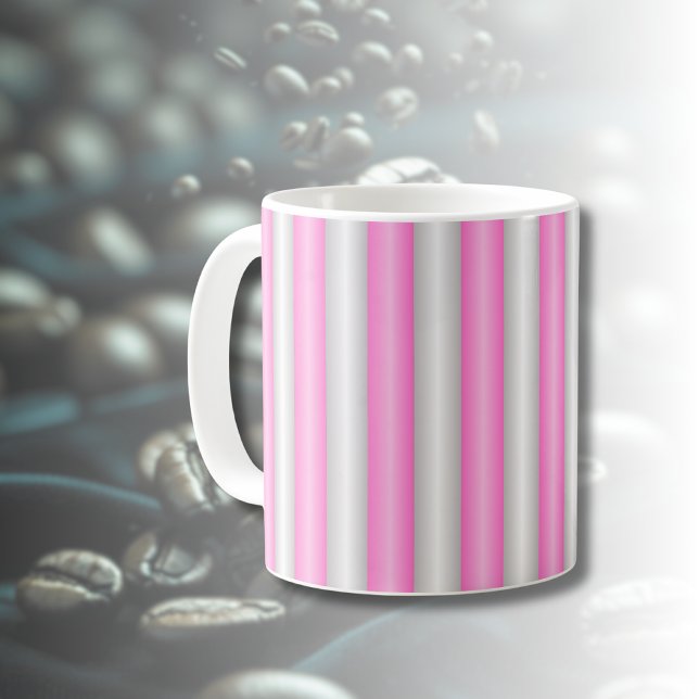 Caneca De Café Tiras Rosa Neon Modernas com Efeito 3D (Criador carregado)