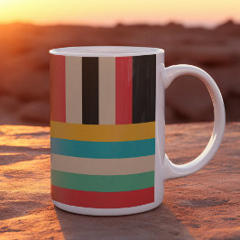 Caneca De Café Tiras Verticais Horizontais Multicolores