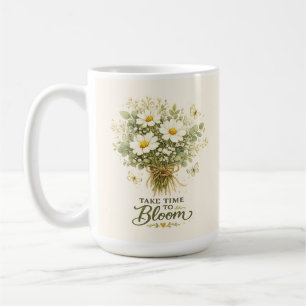 Caneca De Café Tire Tempo para Florescer Design de Buquê