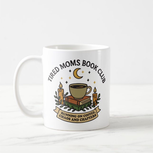 Caneca De Café Tired moms book club running on coffee,  (Esquerda)